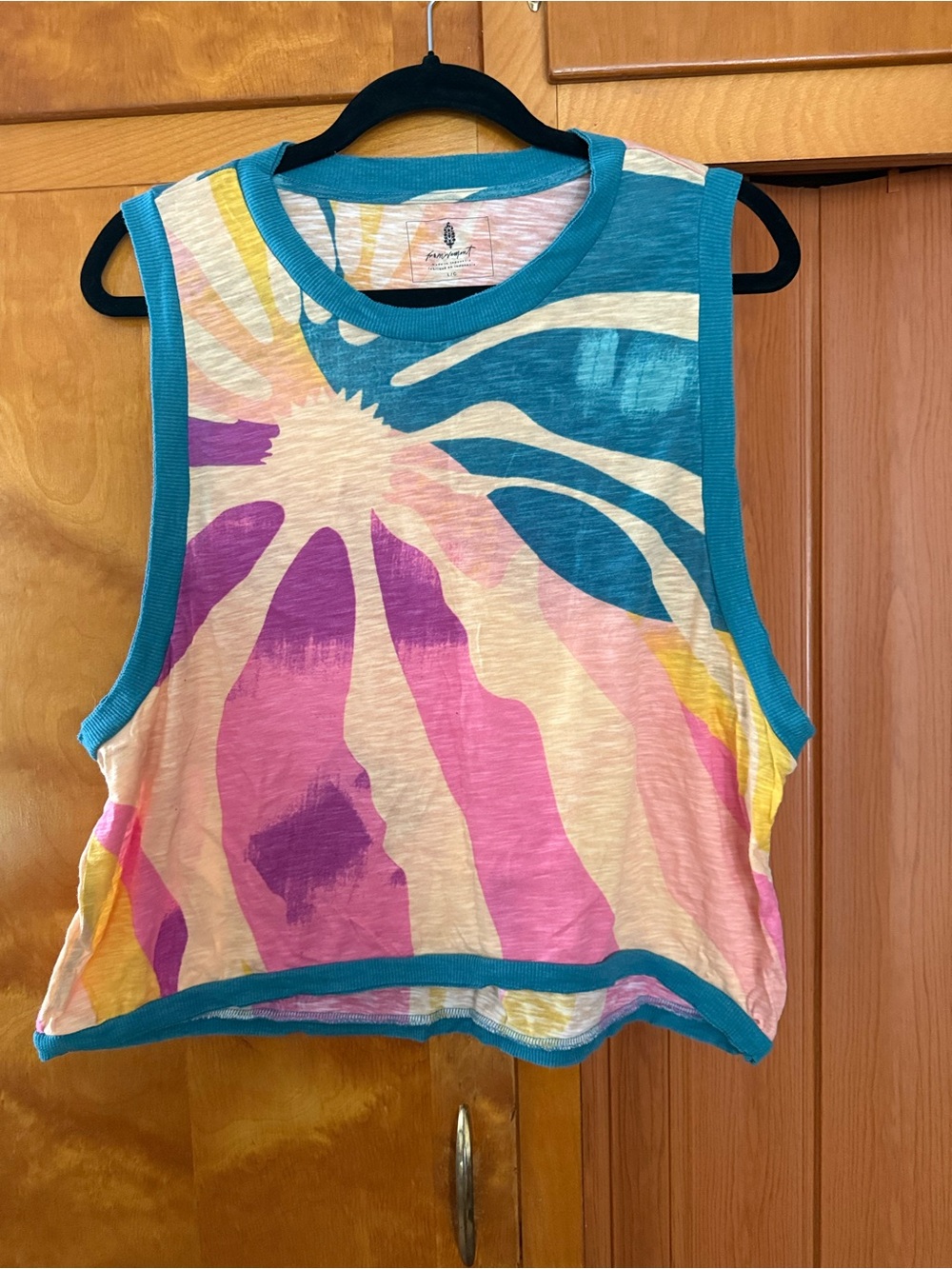 Free People Bright Tropical Tank Top in Teal, Pink & Yellow